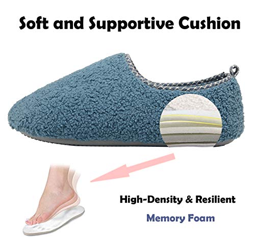 ChayChax Zapatillas de Estar por Casa para Mujer Invierno Cálido Pantuflas Memoria Espuma Ligero Comodo Suave Interior Zapatos de Algodón,Azul,EU 36-37