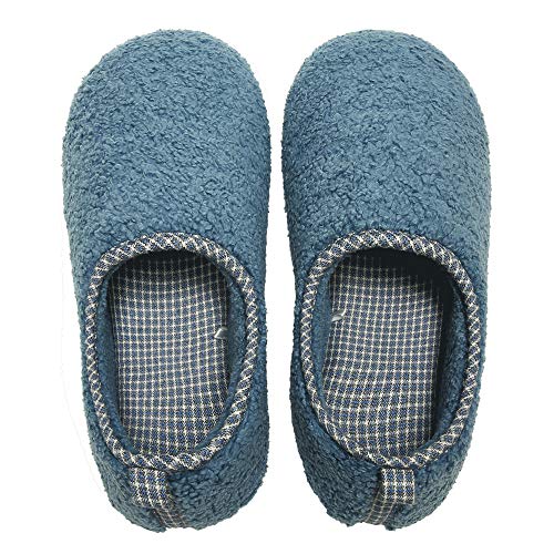 ChayChax Zapatillas de Estar por Casa para Mujer Invierno Cálido Pantuflas Memoria Espuma Ligero Comodo Suave Interior Zapatos de Algodón,Azul,EU 36-37