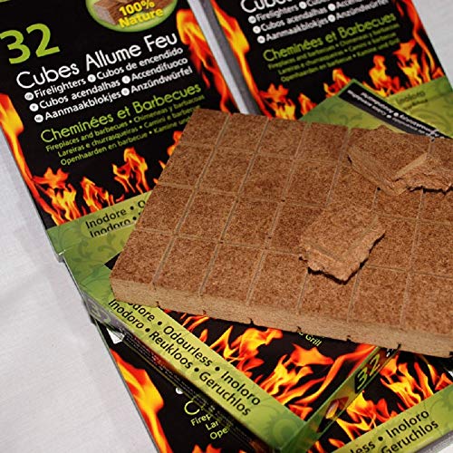 Cheminett S&M 15751 Cubos Encendido precortados Naturales para encender chimeneas, Estufas y barbacoas, Marrón