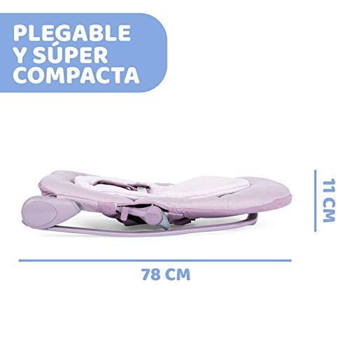 Chicco Hooplà Hamaca para Bebé de 0 Meses a 18 kg, Balancín y Silla de Bebés y Niños con Arco de Juegos, Respaldo Ajustable y Cojín Reductor, Compacta - Color Rosa (Orchid)