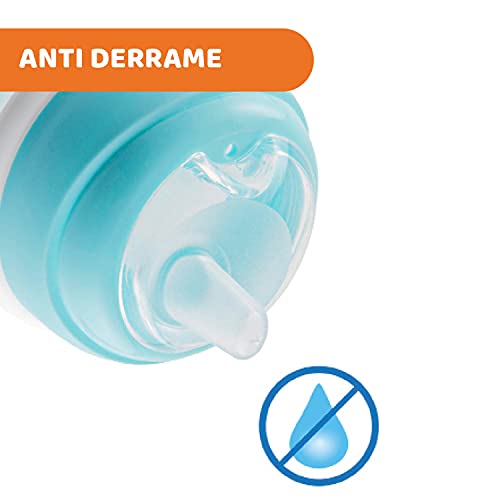 Chicco Vaso de Transición, Vaso Antiderrame 200 ml, Vaso Aprendizaje para Bebés de +4 Meses para Aprender a Beber, con Boquilla de Silicona Blanda, Anti-Cólico, sin BPA ,Color Azul