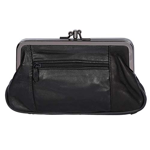 Christian Wippermann Cartera de piel auténtica para hombre y mujer, cierre de clip, Negro , 17 x 10 x 2-4 cm, Monedero