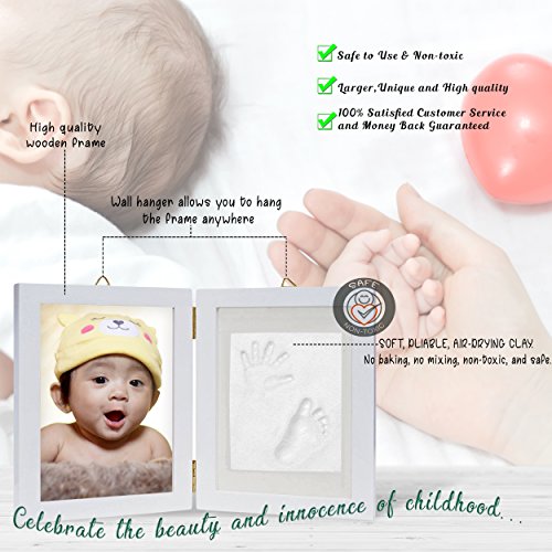 Chuckle - Kit de Marco de Arcilla para Impresión de Huellas de Pies y Manos de Bebe / Incluye Rodillo para Alisar Bordes e Intrucciones de Uso