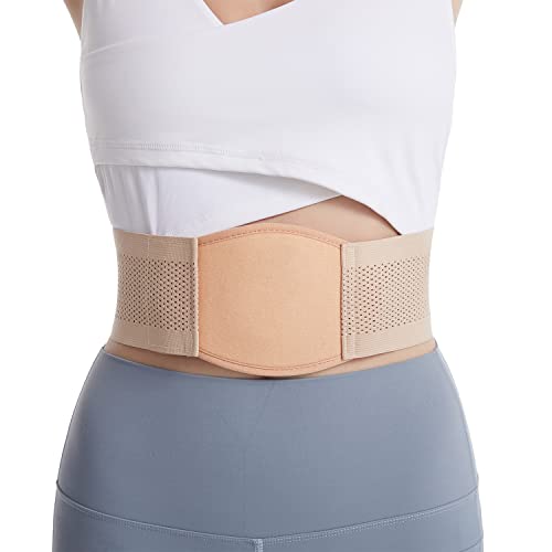 Cinturón de ombligo, tejido transpirable abdominal para soporte de hernias, alivio rápido de la parte superior del abdomen, ombligo y hernia abdominal con almohadilla de algodón (L)