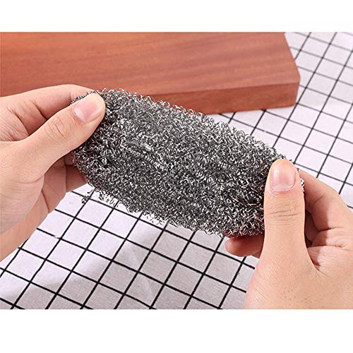 CINY 10 Esponjos De Acero Inoxidable, Juego De Esponjas De Acero Inoxidable Con Mango, Utensilios De Limpieza De Cocina, Estropajos De Metal, Estropajos Para Limpiar Ollas, Parrillas y Horno (18 g)