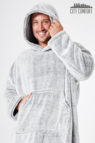 CityComfort Sudaderas Mujer con Capucha Bata Manta Forro Polar Mujer (2 Tonos de Gris)