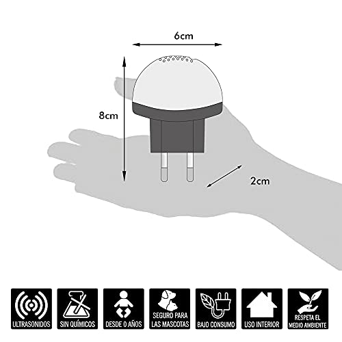 Clenersa Anti-mosquitos ultrasonidos 220V Antimosquitos, 0.1 W, Blanco y negro, 1 un