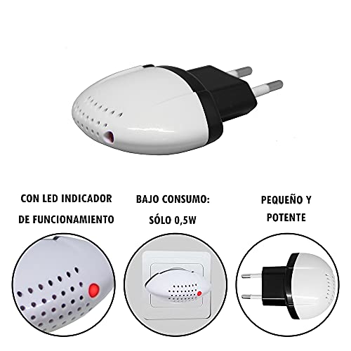 Clenersa Anti-mosquitos ultrasonidos 220V Antimosquitos, 0.1 W, Blanco y negro, 1 un