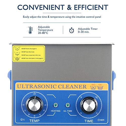 CO-Z 3.2L 120W Limpiador por Ultrasonidos de Acero Inoxidable Limpiador Ultrasónico con Calefacción y Temporizador Máquina de Ultrasonidos para Limpiza de Joyas, Reloj y Gafas