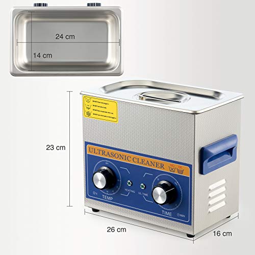 CO-Z 3.2L 120W Limpiador por Ultrasonidos de Acero Inoxidable Limpiador Ultrasónico con Calefacción y Temporizador Máquina de Ultrasonidos para Limpiza de Joyas, Reloj y Gafas