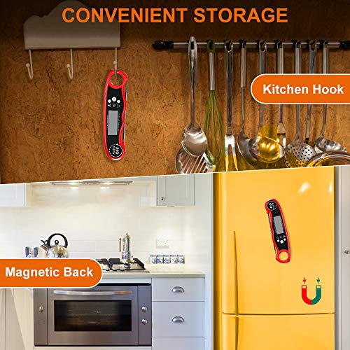 Cocoda Termometro Cocina, 6.5" Sonda Doble y 40" Cable Largo, 2 Segundos Lectura Instantánea, Pantalla LCD Retroiluminada, Termómetro Digital Cocina con Alarma para Barbacoa, Parrilla, Horno, Petróleo