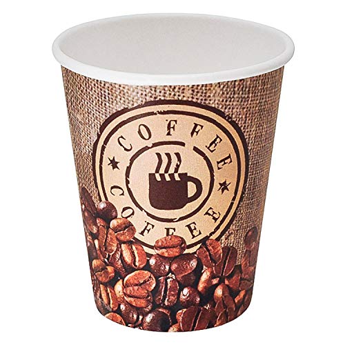 Coffe to go - Vasos de café reciclables con capa de cartón, resistentes al calor, 400 unidades, 200 ml, diseño de granos de café(100 unidades, capacidad: 200 ml), diseño de granos de café con texto, color marrón Fabricado con material 100% reciclable.