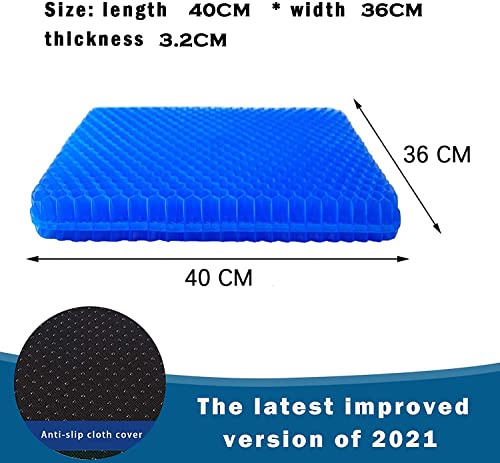 Cojín de Gel, cojín de Apoyo de Asiento de Silla Grueso Doble, para aliviar la Fatiga de la Cadera para La Oficina, Casa, Coche, Silla de Ruedas