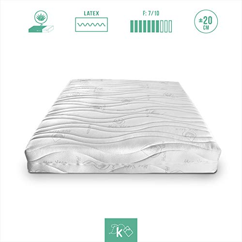 COLCHÓN 100% Latex |90 x 190 cm. |Sistema 7 Zonas | H2 Medio | Desenfundable | Funda Aloe Vera | Especial para Cama articulada| Altura aproximada 20 cm |