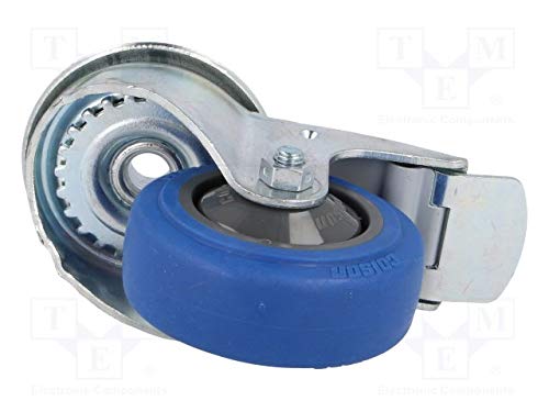 Colson Rueda 80 mm Giratoria con Agujero Pasador y Frenos Doble para Bancos de Trabajo, Carritos, Trolleys, Mesas de Centro, Maceteros, Estanterías, Carritos de la Compra -Blue Elastica Performa
