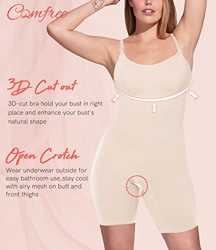 COMFREE Bodies Moldeadores Sin Costuras Faja Reductora Abdomen Body Reductor Adelgazantes Lencería Moldeadora Cómodo Body Shaper Invisibles Elástico Shapewear para Mujer Beige M