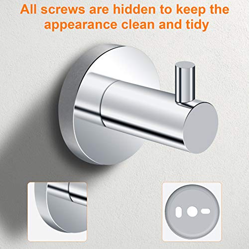 Conjunto Accesorios de Baño 4 Piezas, Toalleros Portarrollos Baño Toallero Accesorios Baño Acero Inoxidable Ganchos Toallero de Anilla, Accesorios de Baño Cocina Plata Acero Inoxidable