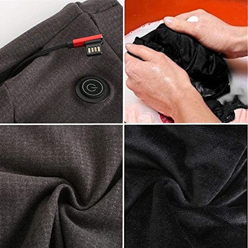 Conjunto de ropa interior térmica para hombre, con calefacción por USB, camiseta térmica de manga larga + pantalones de capa base ultrasuave para entrenamiento, correr, Parte superior (negro, S)