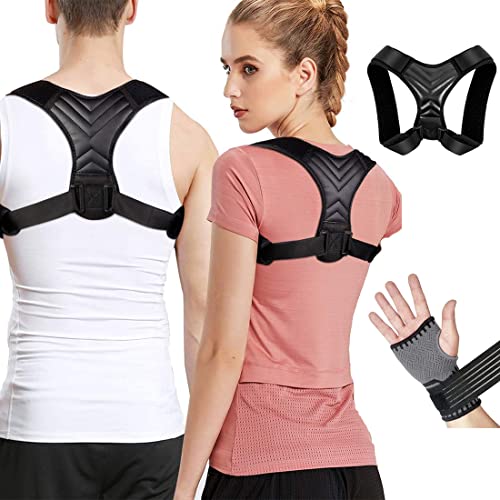 Corrector de Espalda / Corrector de Postura / Corrector Espalda para Mujer Hombre y Niños / Correctores Ajustables de Respaldo ortopedico para escoliosis y dolor de espalda / Muñequera Incluida