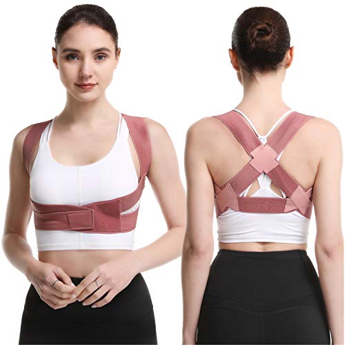 Corrector de Postura Espalda y Hombros para Hombre y Mujer, Enderezador de Espalda Transpirable Ajustable Aliviar Dolor de Espalda en el Cuello Joroba Espalda Recta Soporte Faja 03,Pink,S(40-55kg)