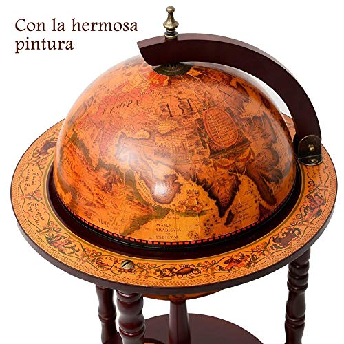 COSTWAY Botellero Minibar Globo Retro Vino Cóctel Whisky Organizador Carrito de Service con Ruedas