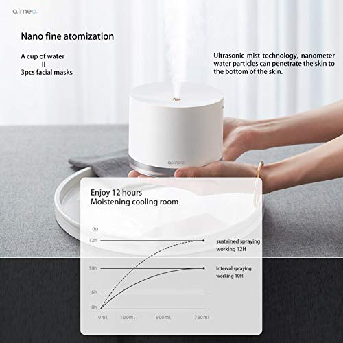 Cover Brands Airneo HM1 - Humidificador portáil inalámbrico. Nebulizador, purifica e hidrata el Ambiente. Ultra silencioso, luz LED, Relax y Comfort. Capacidad: 780 ml. Apagado automático.