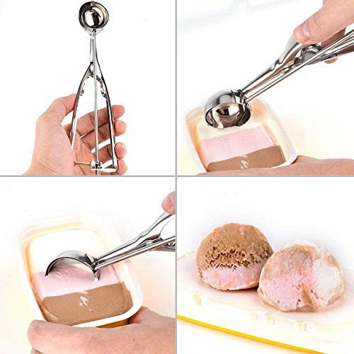Cuchara de helado - 3 piezas de gatillo de cuchara de helado de acero inoxidable incluye tamaño pequeño （1.57 pulgadas), tamaño mediano (1.96 pulgadas), tamaño grande (2.36 pulgadas)