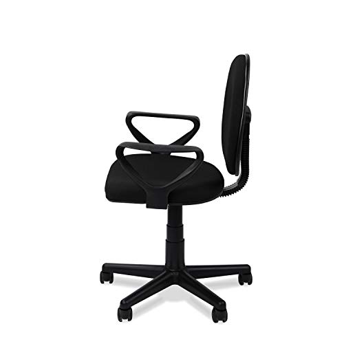 Danfer, Silla de Escritorio, Silla de Oficina o Despacho, Acabado en Negro, Medidas: 54 cm (Ancho) x 54 cm (Fondo) x 79-91 cm (Alto)