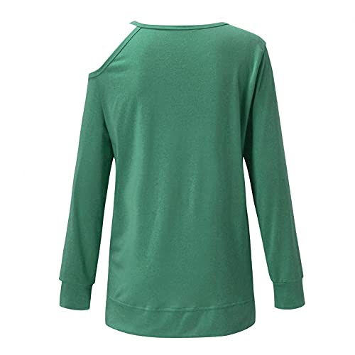 Dasongff – Camiseta de manga larga para mujer, sexy, hombros descubiertos, sudadera larga para mujer, sin capucha, estampado, blusas