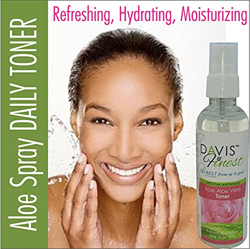 Davis Finest Tónico Facial de Agua de Rosas y Aloe Vera Puro, Pulverizador para Dar Brillo a la Piel, Hidratante Facial Sin Alcohol, Limpieza Profunda, Calmante y Astringente, 100 g