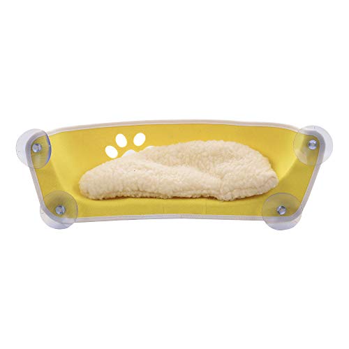 Decdeal Cama de Ventana para Gatos Cama Gato Colgante para Gato con Ventosas de Resistentes Cama de Gato Ventosa para Jugar Tomar el Sol Dormir y Descansar（Amarillo Soportar hasta 20 kg）