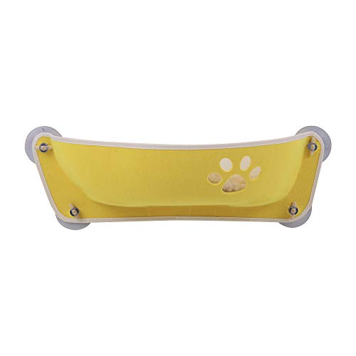 Decdeal Cama de Ventana para Gatos Cama Gato Colgante para Gato con Ventosas de Resistentes Cama de Gato Ventosa para Jugar Tomar el Sol Dormir y Descansar（Amarillo Soportar hasta 20 kg）