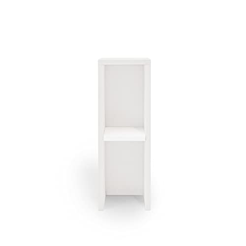 Decowood - Mesa Auxiliar en Madera de Pino Flandes, Mesita Estilo Vintage para el Salón, Dormitorio, Dos Niveles, Color Blanco - Hecha a Mano en España - 20x20x60cm
