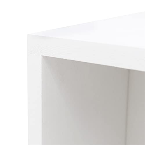 Decowood - Mesa Auxiliar en Madera de Pino Flandes, Mesita Estilo Vintage para el Salón, Dormitorio, Dos Niveles, Color Blanco - Hecha a Mano en España - 20x20x60cm