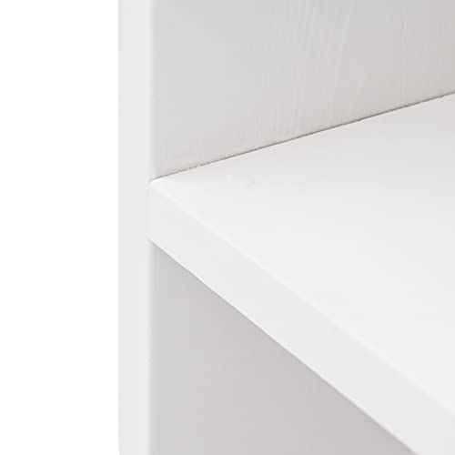 Decowood - Mesa Auxiliar en Madera de Pino Flandes, Mesita Estilo Vintage para el Salón, Dormitorio, Dos Niveles, Color Blanco - Hecha a Mano en España - 20x20x60cm