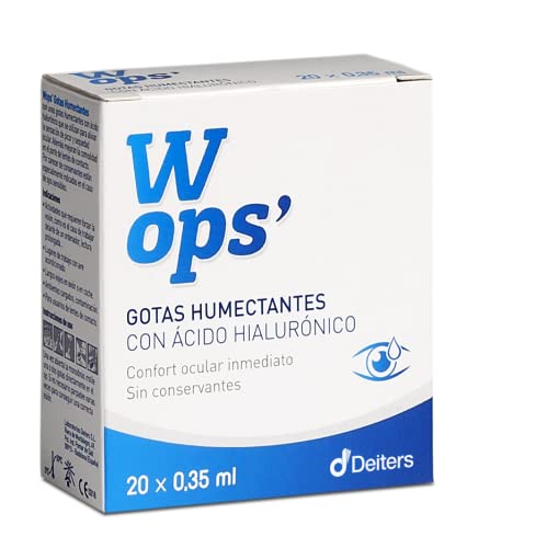 DEITERS - WOPS' Gotas Humectantes Monodosis, Lágrimas Artificiales para Ojos Secos, Ácido Hialurónico, Colirio, Gotas Lubricantes, Caja con 20 x 0,35 ml