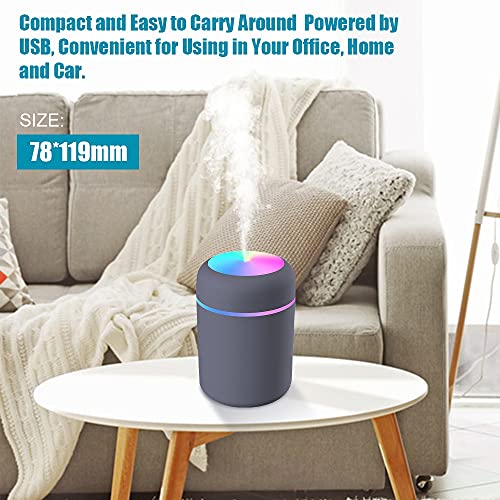 DERSHARA Humidificador Mini - Unidad de humidificación de Primera Calidad con Tanque de Agua de 300ml, Funcionamiento ultrasónico silencioso, Apagado automático y función de luz Nocturna