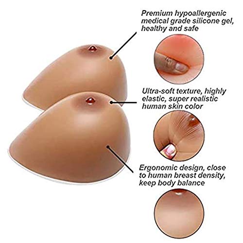 DFGGE Pechos Falsos Autoadhesivo Silicona Realista Formas ​De Senos Inserciones Almohadillas De Sujetador Cóncavas Para Travestis Mastectomía Prótesis Transgénero,Suntan,A cup（500g/pair）