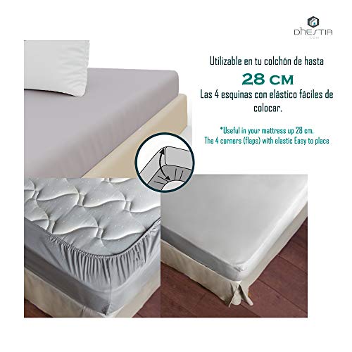 Dhestia Sábanas Bajeras Esquinas Elásticas Ajustables, 100% Poliéster Microfibra, (Blanco, 105 X 190/200 Cm)