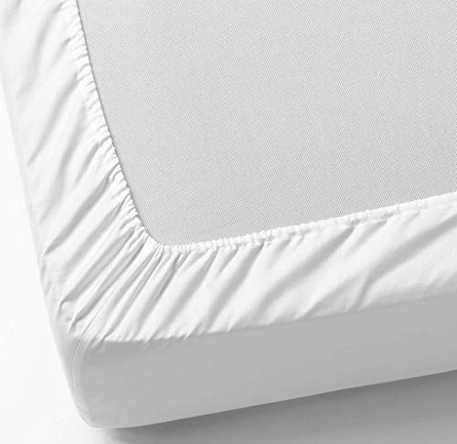 Dhestia Sábanas Bajeras Esquinas Elásticas Ajustables, 100% Poliéster Microfibra, (Blanco, 105 X 190/200 Cm)