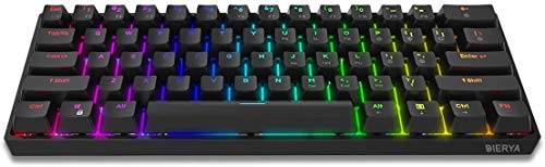 Dierya DK61E Teclado mecánico para Juegos al 60%, Interruptor óptico Gateron con retroiluminación RGB, Teclado PBT con Cable Impermeable Compacto 61 Teclas Completas programable（Interruptor Rojo）