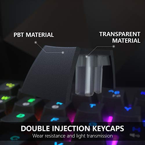 Dierya DK61E Teclado mecánico para Juegos al 60%, Interruptor óptico Gateron con retroiluminación RGB, Teclado PBT con Cable Impermeable Compacto 61 Teclas Completas programable（Interruptor Rojo）