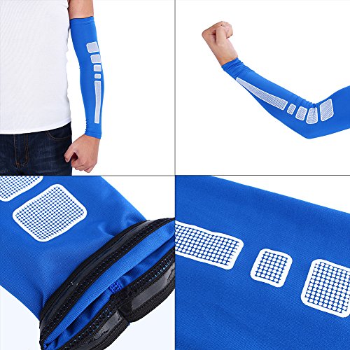 Dilwe 1Ud Manguito de Brazo Mangas Cubierta UV Brazalete de Protección Solar Elástico para Ciclismo Correr Baloncesto - AZUL L