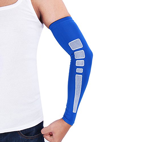 Dilwe 1Ud Manguito de Brazo Mangas Cubierta UV Brazalete de Protección Solar Elástico para Ciclismo Correr Baloncesto - AZUL L