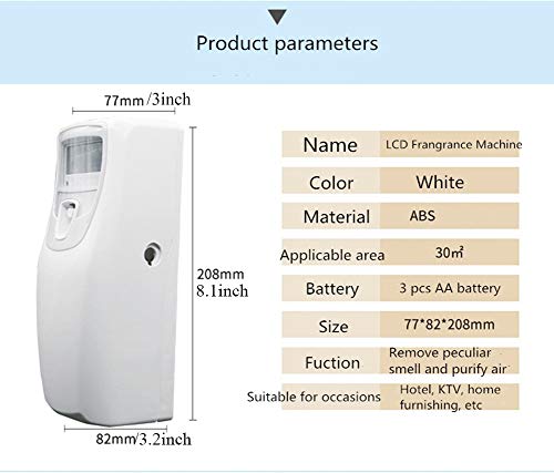 Dispensador Automático Blanco de Ambientador Montaje en la Pared Ragancia en LCD Pulverizador de Fragancia Dispensador Baño Hotel Oficina