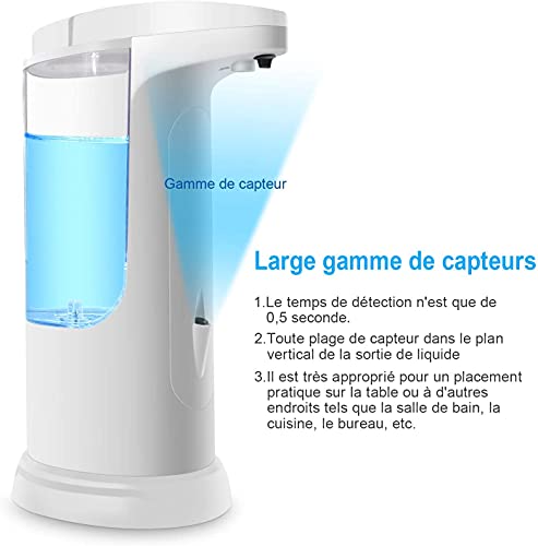 Dispensador Automático de Jabón Líquido con Base Impermeable, Dispensador de Jabón Manos Libres Sin Contacto con Sensor Infrarrojo para Familia, Escuela, Oficina, Hotel, Restaurante