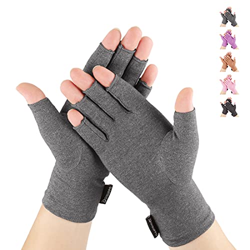DISUPPO Guantes Compresión Anti-Artritis Hombres Mujeres Ofrecen Calor y Compresión para Ayudar a Aumentar la Circulación Reduciendo el Dolor y Promover la Sanación(Gris, S)