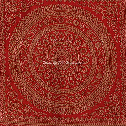 DK Homewares Indian Tradicional Sala Decoración 30 X 15 Pulgadas Abrazando Funda De Almohada Seda Brocado Floral Mandala Cilíndrico Funda De Cojín Cervical (Rojo ; 76X38 Cm) -Conjunto De 2 Piezas