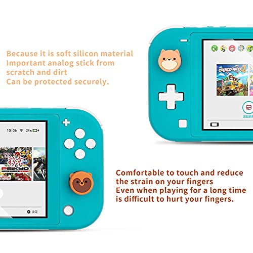 DLseego 4 Piezas Agarre para el Pulgar, Cubierta de Silicona para el Pulgar de la Switch y Switch Lite, Lindas Tapas Analógicas para el Mando Joy-Con, Zorro y Gato Castor