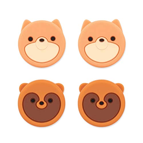 DLseego 4 Piezas Agarre para el Pulgar, Cubierta de Silicona para el Pulgar de la Switch y Switch Lite, Lindas Tapas Analógicas para el Mando Joy-Con, Zorro y Gato Castor